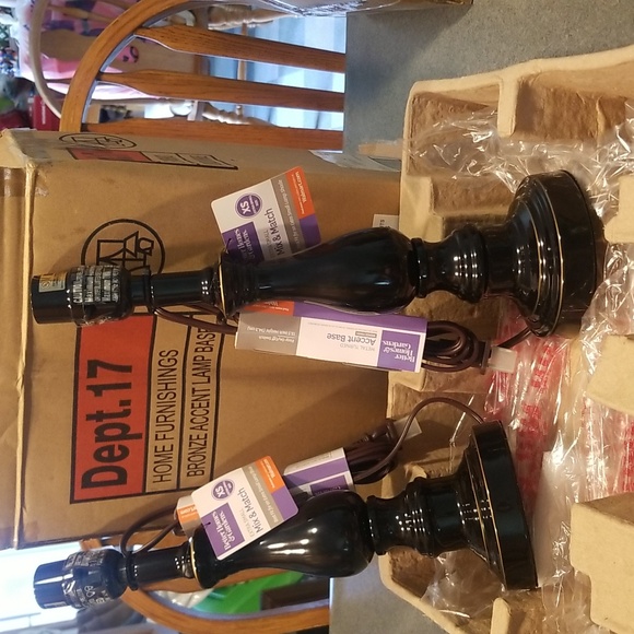 2pk Better Homes & Garden bronze finish lamp base 13.5 in. tall NWT - Picture 4 of 6